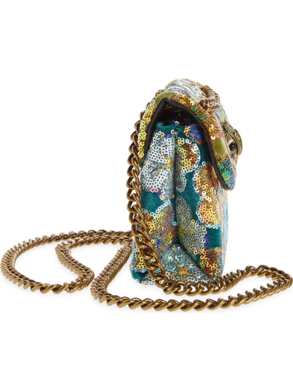 Kurt Geiger Floral Sequin Crossbody Bag in Gold, Green, Teal, White - Picture 4 of 5